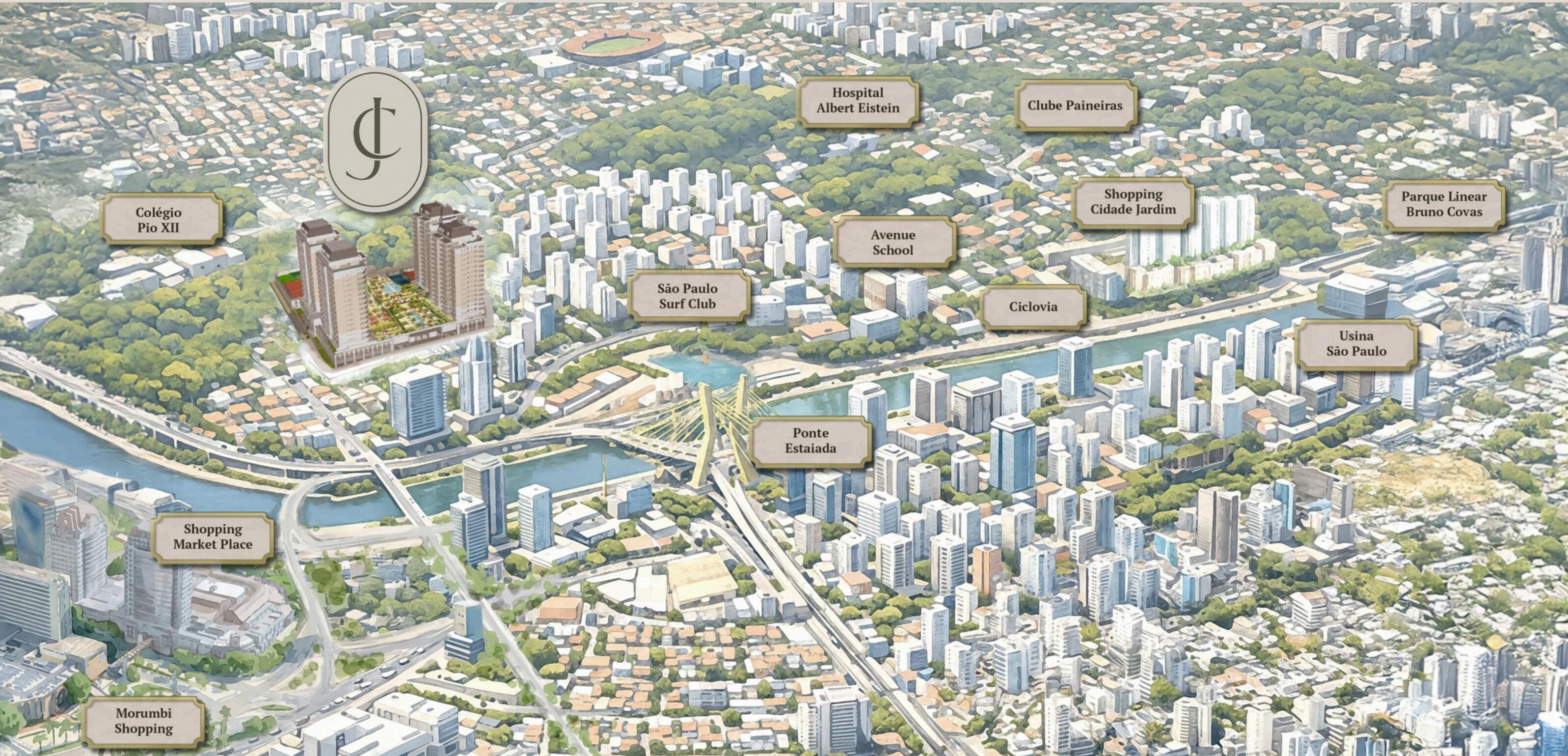Mapa da localização do Château Jardin no Novo Eixo Cidade Jardim